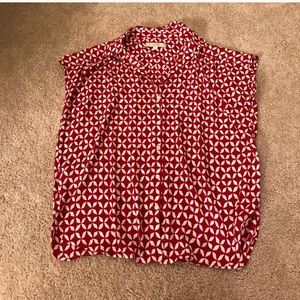 Red and white Loft blouse